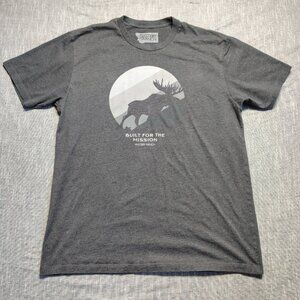 Mystery Ranch Backpacks T-Shirt Size Large Gray Moonlight Moose Logo Montana